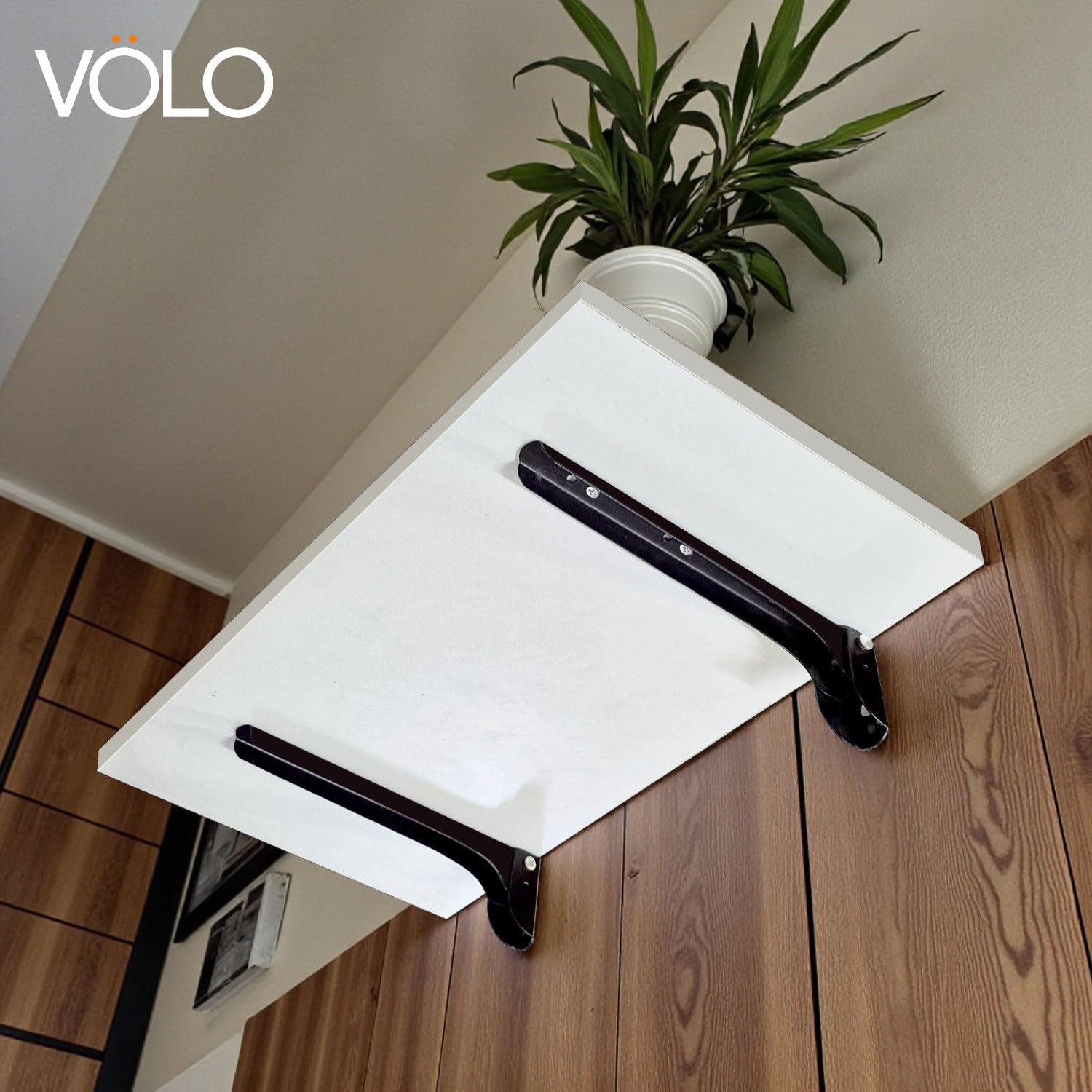 Volo Heavy Duty 9-Inch Foldable Shelf Bracket - Folding Table Bracket with Fittings for Steel Tables, (Color: Cherry) (1 Set) 2