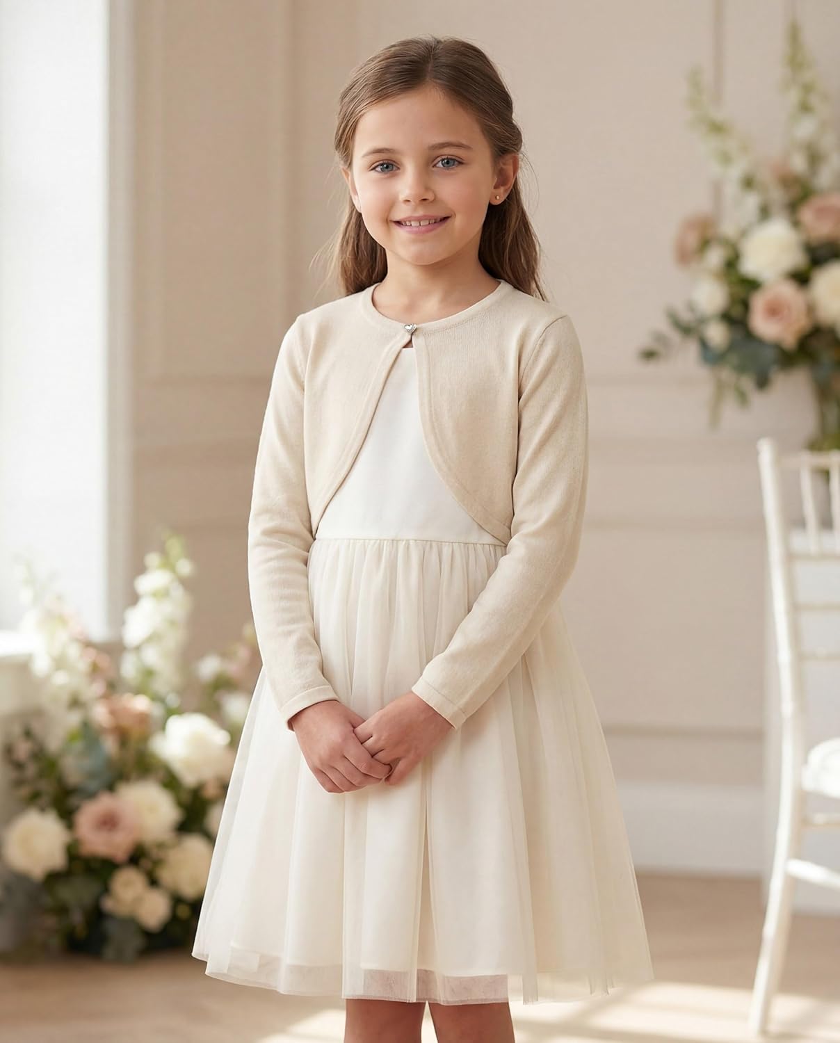 BOLEROSE Girls Long Sleeve Cardigan Childrens Kids Bolero Shrug - Image 4