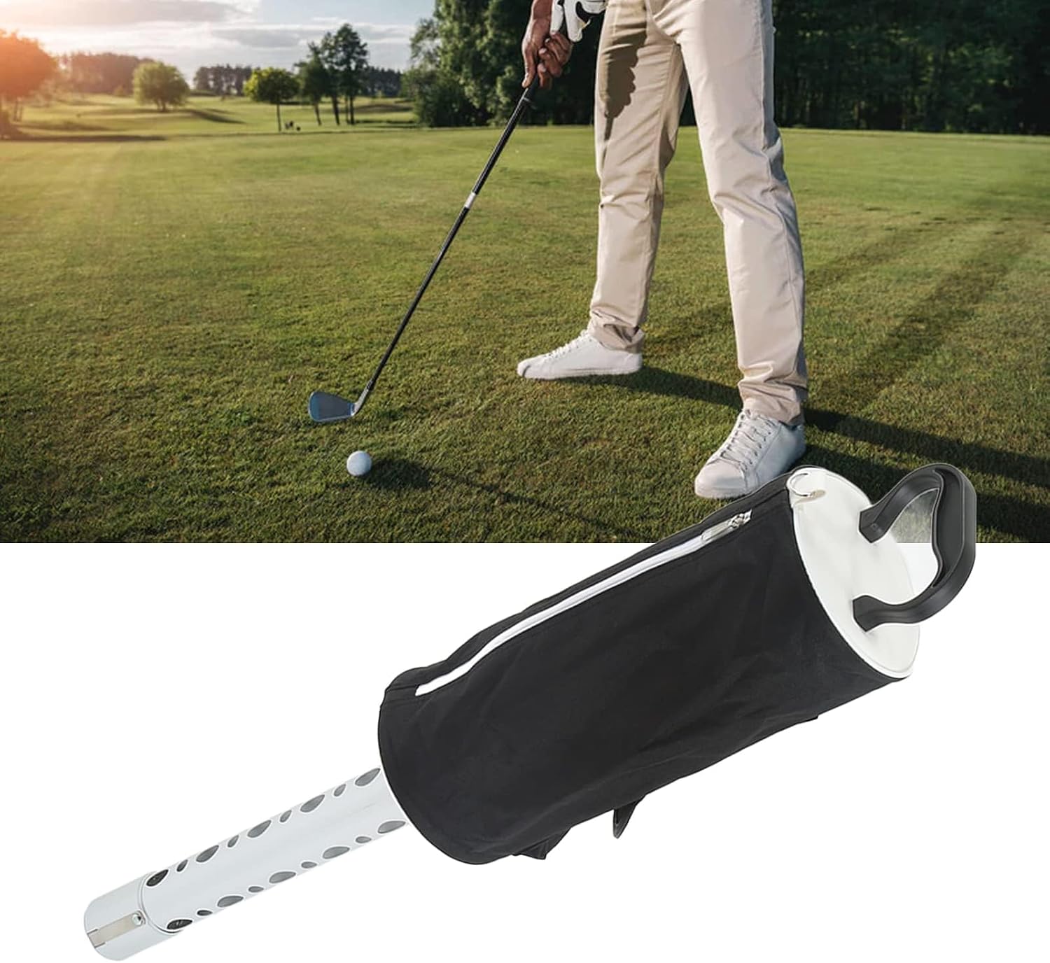 Golf Ball Retriever, Aluminum Alloy Tube Shag Bag for Golf Balls, Large Capacity Portable Golf Ball Pick Up, Golf Ball Picker Tube for Golf Course
