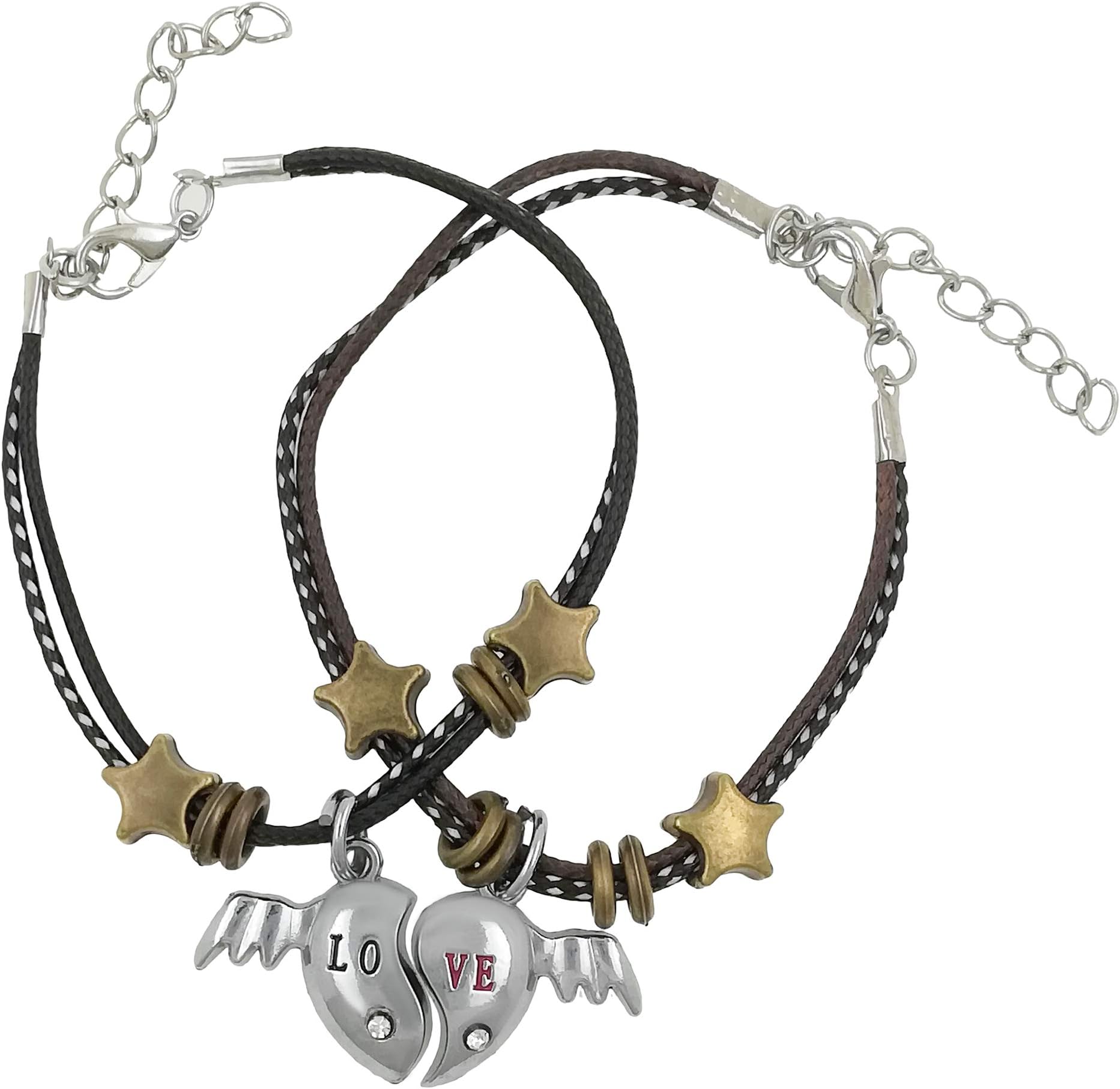 Saizen Multicolour Love Letter Design Leather and Stainless-Steel Bracelet for Men and Women