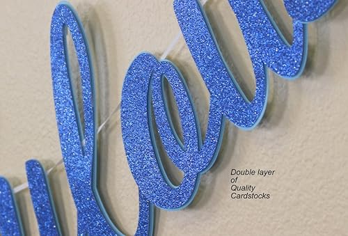 Miniatura 4 de All About Details Banner cursivo de 40 y fabuloso, 1 juego, pancarta de cumpleaños 40 (azul)