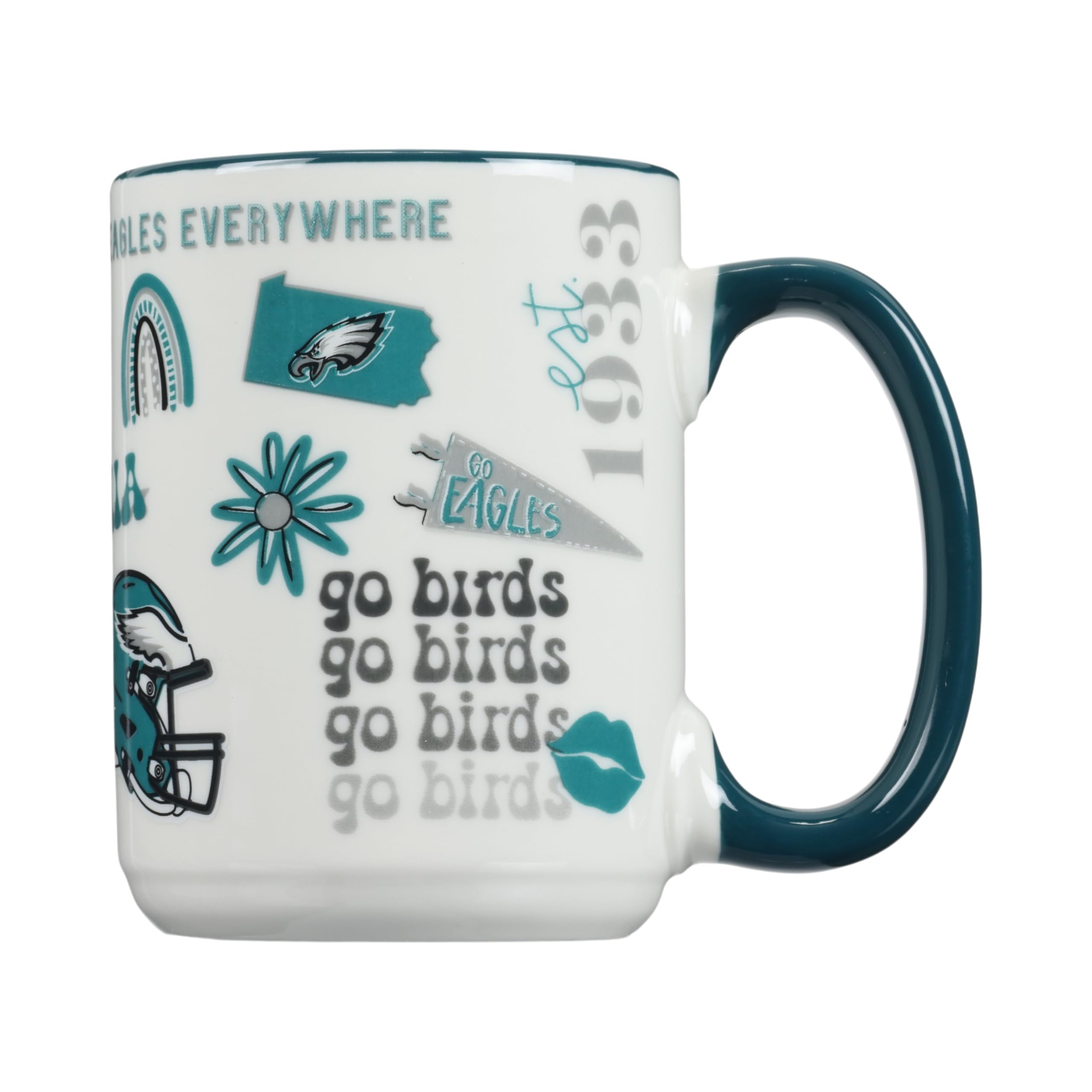 The Memory Company Taza de cerámica con licencia oficial de la NFL de 15 onzas, taza de café perfecta para los fanáticos del fútbol americano