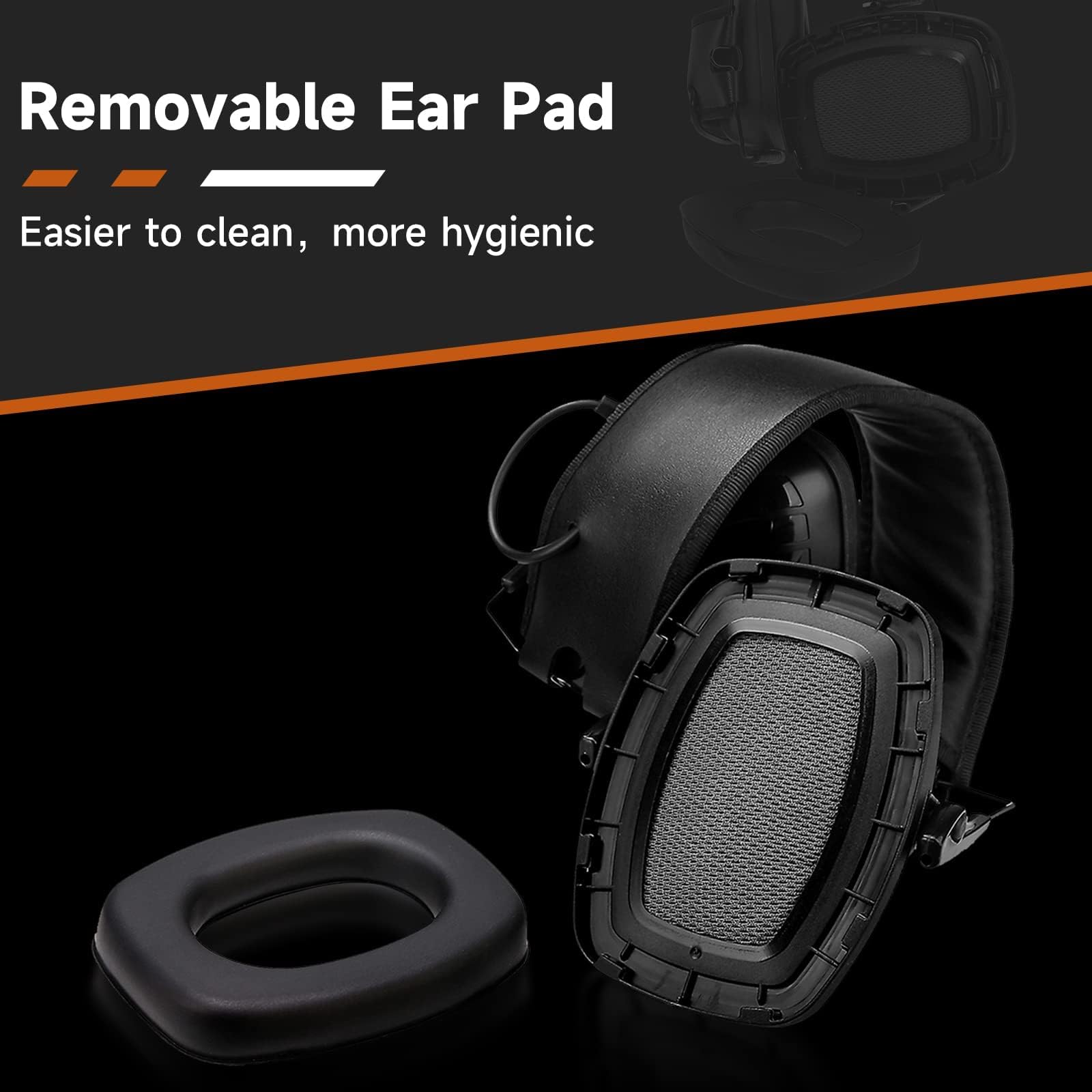 Retevis Cuffie Poligono Tiro, Cuffie Antirumore Elettroniche, SNR 28dB, Ingresso Audio AUX, Microfono a Doppio pickup, Cuffie Pieghevoli, Caccia, Motosega, Macchinari Oesanti (1 Confezione, Nero)