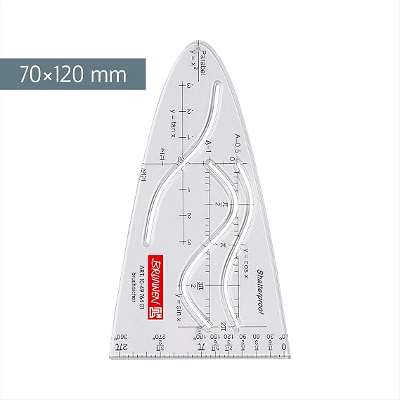 Brunnen 104976401 Parabola/Drawing Template (for School, Unbreakable, Transparent)