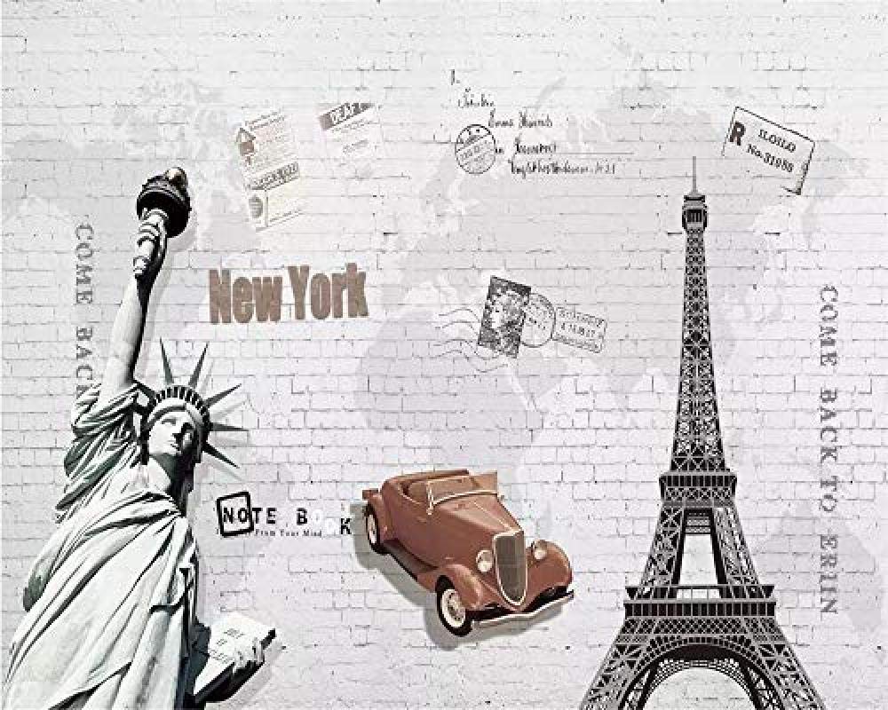 Muro di mattoni Torre di Parigi Dea della libertà Serie creativa Stampa HD Stampa artistica Pittura Carta da parati fotomurali poster murale Soggiorno camera letto minimalista tv sfondo-250cm×170cm