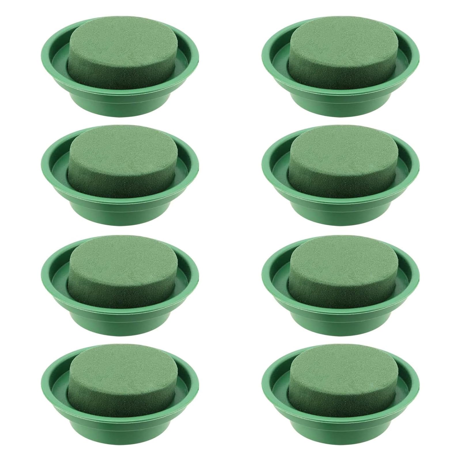 8 Cilindri in Spugna per Fiori con Base Rotonda, 8 x 4 cm, Schiuma Floreale Verde per Composizioni Floreali, Matrimoni e Fioristi