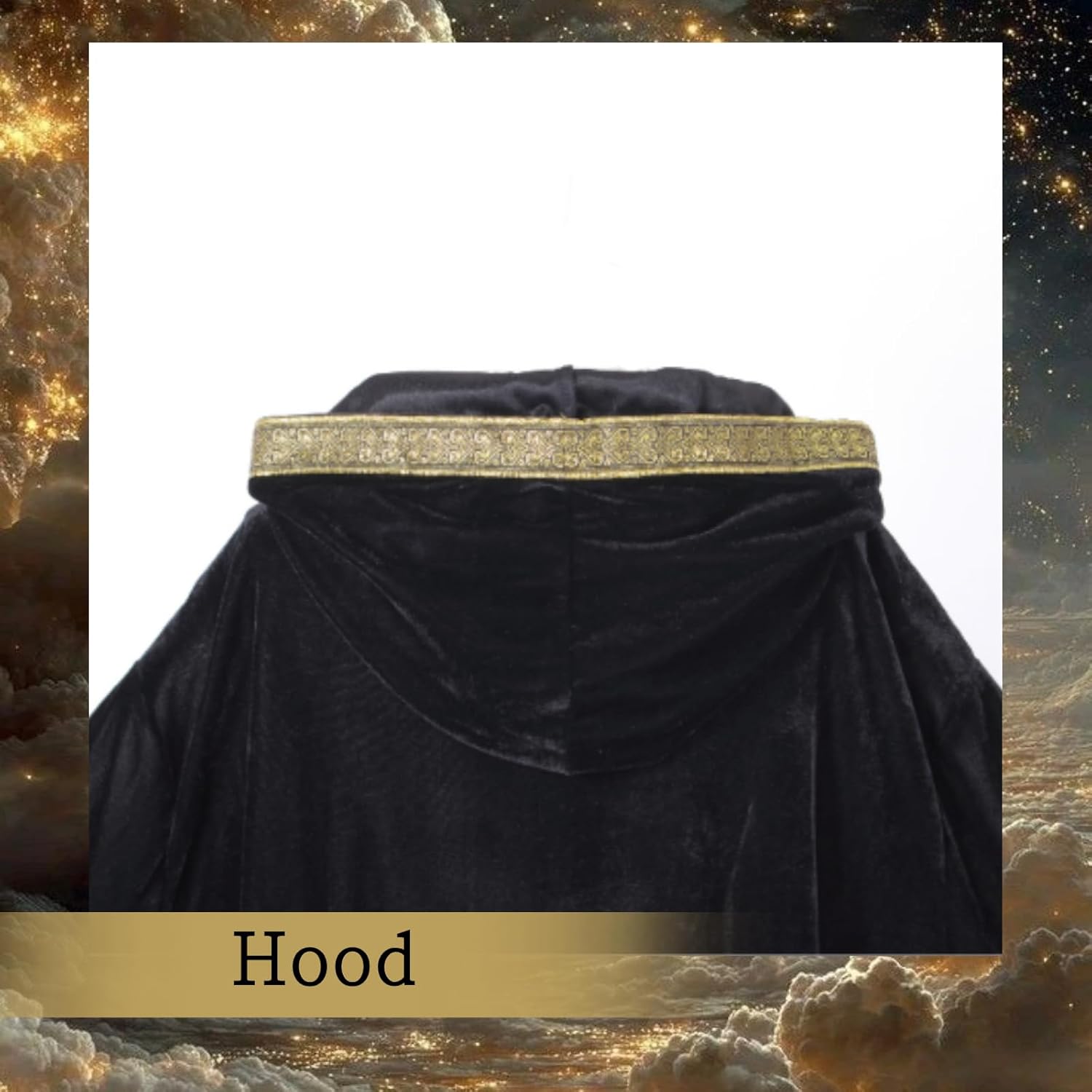 Velvet Wizard Robe Witch Cloak with Hood and Sleeves Vampire Cape Halloween Cosplay