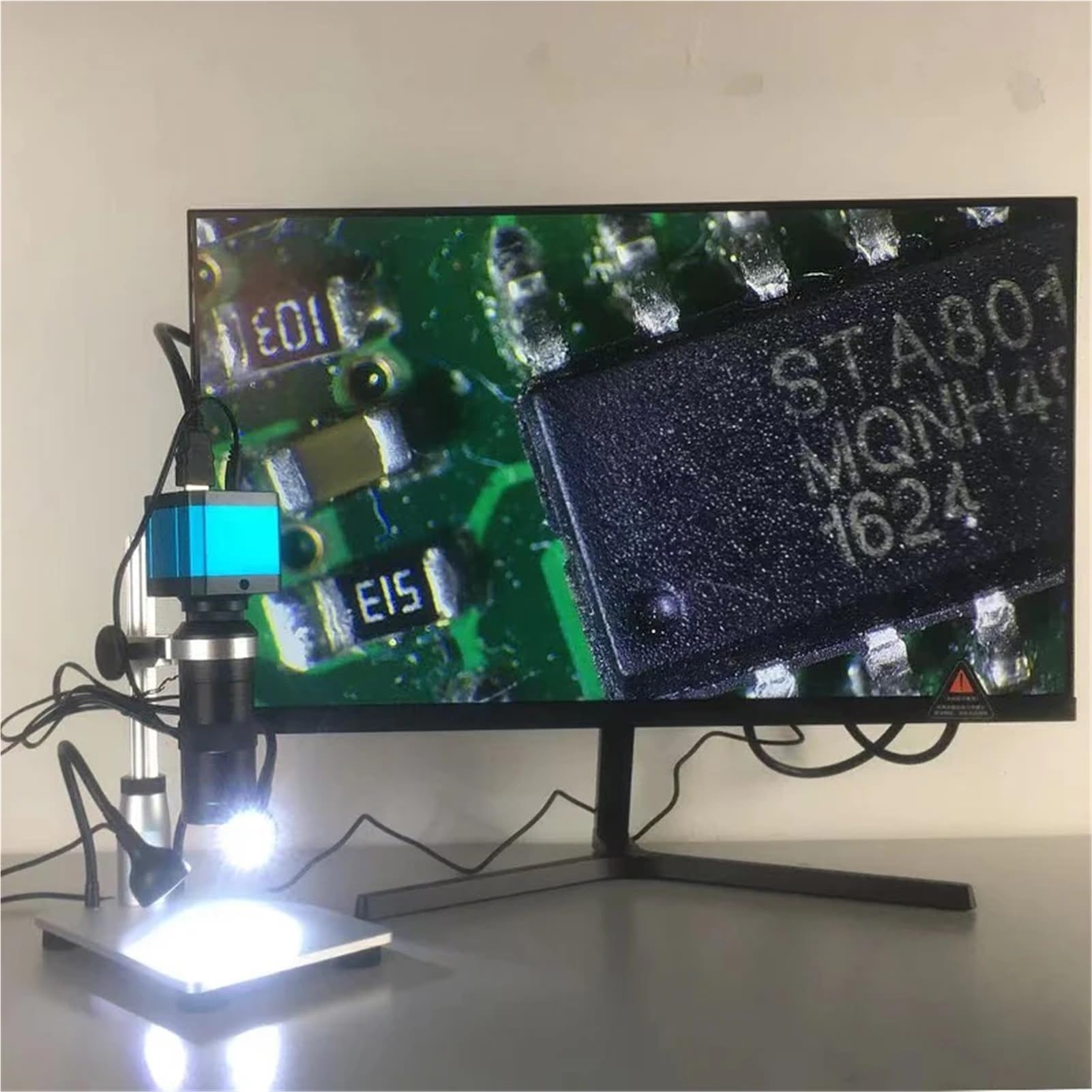 Microscopio Elettronico Digitale 1080P Z Obiettivo 130X E Lampada Circolare A Led Do Riparazione Di Telefoni - Uscita Vga E Hdmi