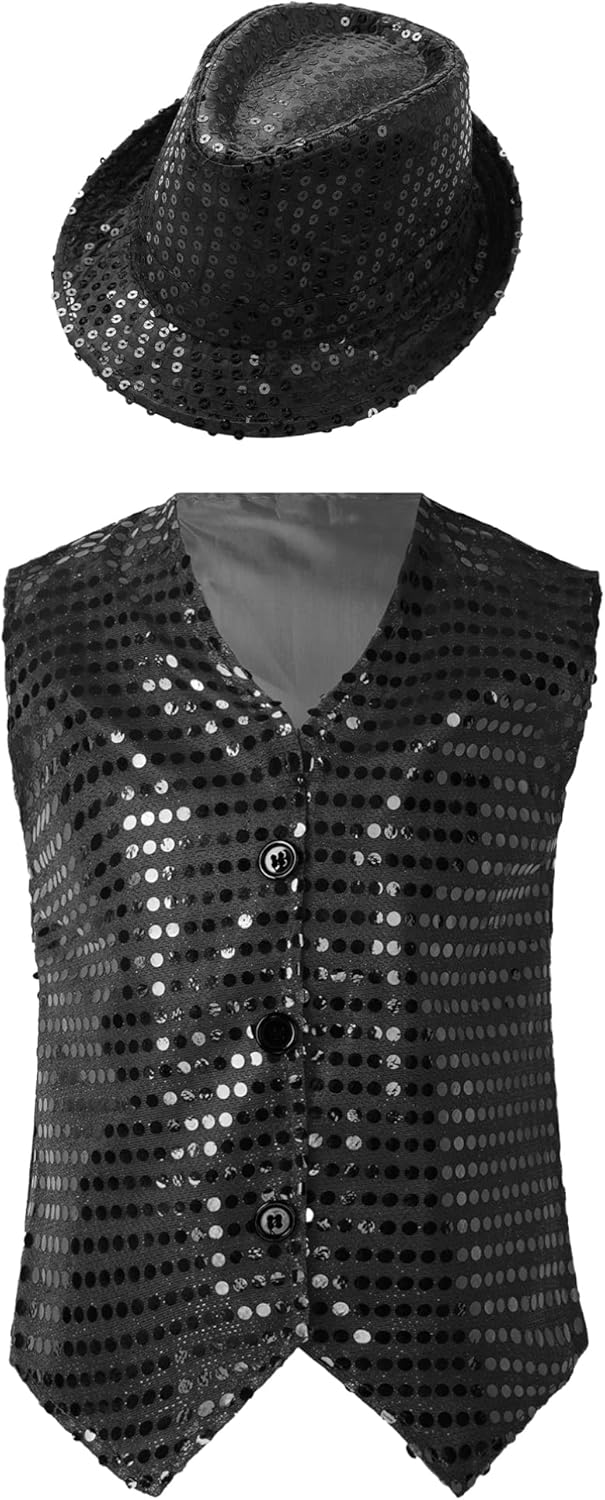 Gilet Con Paillettes Per Bambini Unisex - Hip Hop, Teatro, Danza, Feste (7-14 Anni) - Foto 10