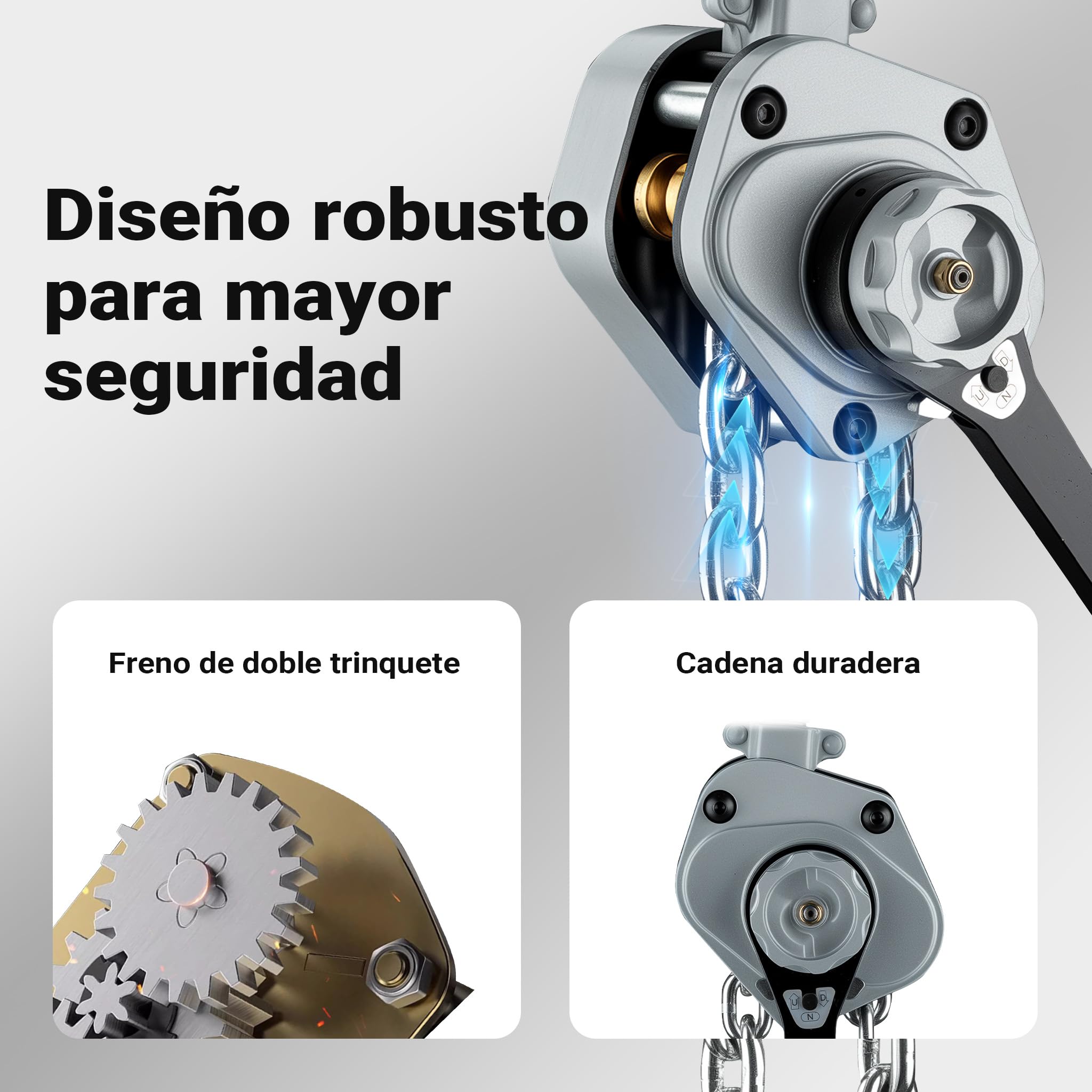 Wiltec Mini polipasto de palanca 3 t con cadena G100 y carcasa de aluminio cabrestante manual de 1,5 m de elevación sistema de freno y engranaje reductor para mayor seguridad y facilidad de uso