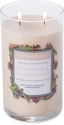 Vista 32 de Colonial Candle Vela perfumada en frasco, cilindros clásicos, brillo navideño, 2 mechas, 19 onzas, morado