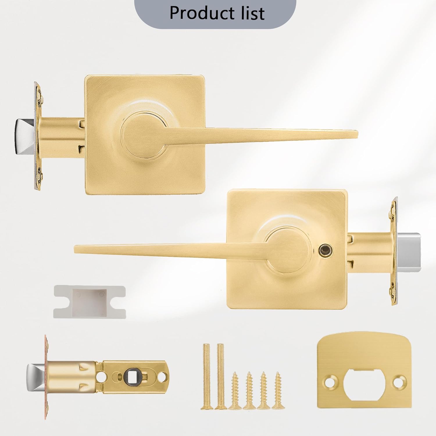 Karlstone 6 Pack Gold Door Knob,Brushed Gold Door Lever Closet Door Handles Modern Door Knobs Exterior/Interior Door Handle…