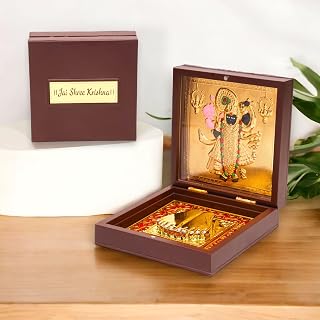 LoveNspire Gold Plated Laxmi Ganesha, Radha Krishna, Shrinath Ji, Ganesh, Ram Laxman Sita (ram Darbar) with Charan Paduka - Diwali Housewarming Return Gift Pooja Room Decor Hindu God Paduka Prayer Box