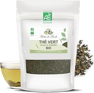 Herbes du Monde - Thé Vert BIO - Thé En Feuilles Naturel 100% Pur, Thé Organic Amincissant pour Perte de Poids, Puissant Antioxydants Naturels - 1 sachet de 100g Certifiée AB