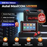 Autel Scanner MaxiCOM MK900, 2026 MK900 Outil de numérisation identique à MK900BT, Jusqu'à MK808S MK808BT PRO, MaxiCheck MX900, MX808S, 40+ Service, 3000+ Tests actifs, diagnostic de tous les systèmes, CAN-FD&DOIP, OS 11, FCA SGWG