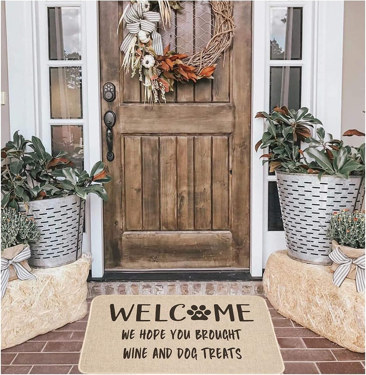 Welcome Mats for Front Door Rustic Farmhouse Door Mat Quote Floor Funny Doormat Non Slip Rubber Entrance Rug for Indoor Outdoor Home Decorations 17x28 inch