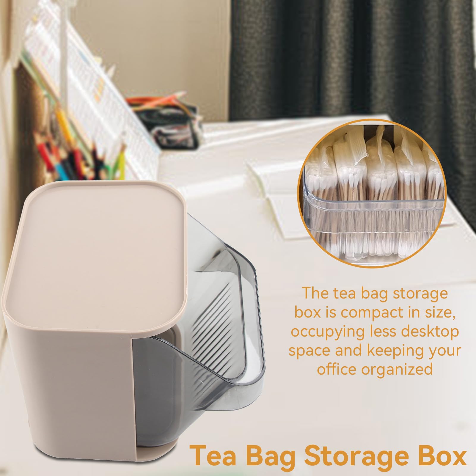Tea Bag Storage,Tea Box Organiser and Coffee Pod Holder,Handy Tea Box Storage Clear Tea Box with Lid Kitchen Countertop Storage Caddy Multi-Purpose Storage Box for Tea Bags - Image 3