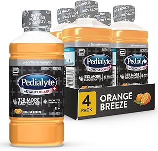 AdvancedCare Plus Electrolyte Hydration Drink, Has 33% More Electrolytes and Has PreActiv Prebiotics, Orange Breeze, 1 Liter, Pack of 4