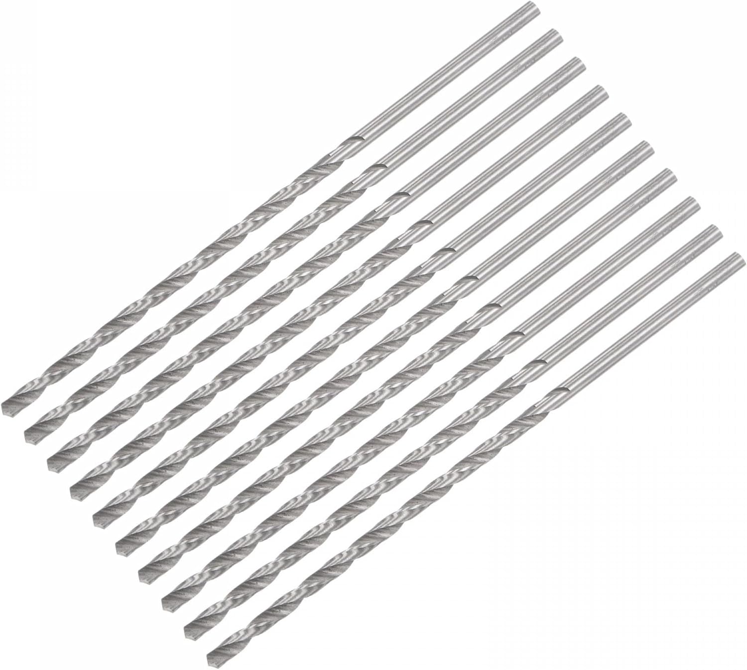uxcell 10 Pcs 1.5mm Mini Micro Twist Drill Bits, High-Speed Steel Straight Shank Extra Long Drill Bit 120mm for Aluminum Alloy