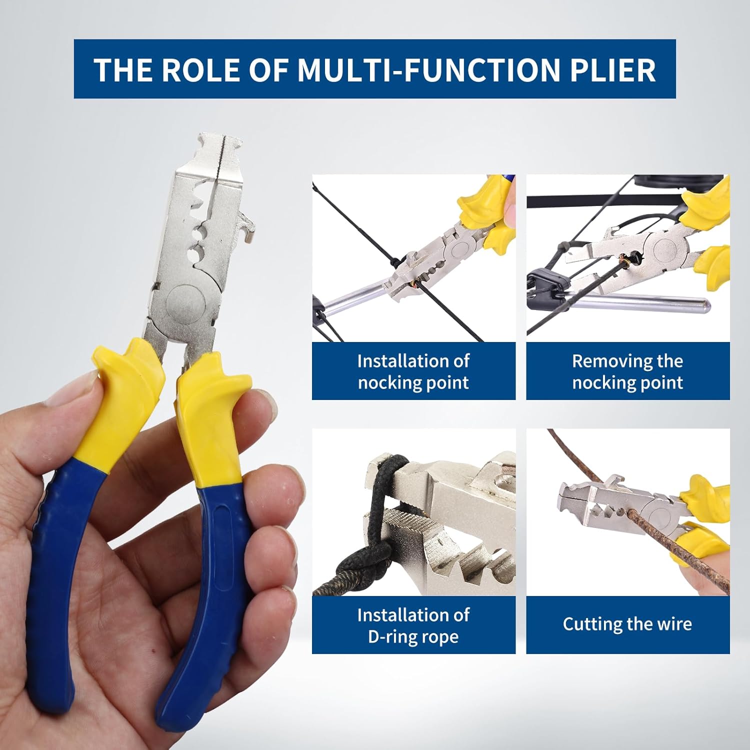 SPG Archery Bow Maintenance Kit - Bowstring Level Turning Kit with Archery Plier D Loop Material Nock Points for Compound and Recurve Bow(Bow Level,Bow Square,Plier,3 D Loop Materials,5 Nocks)