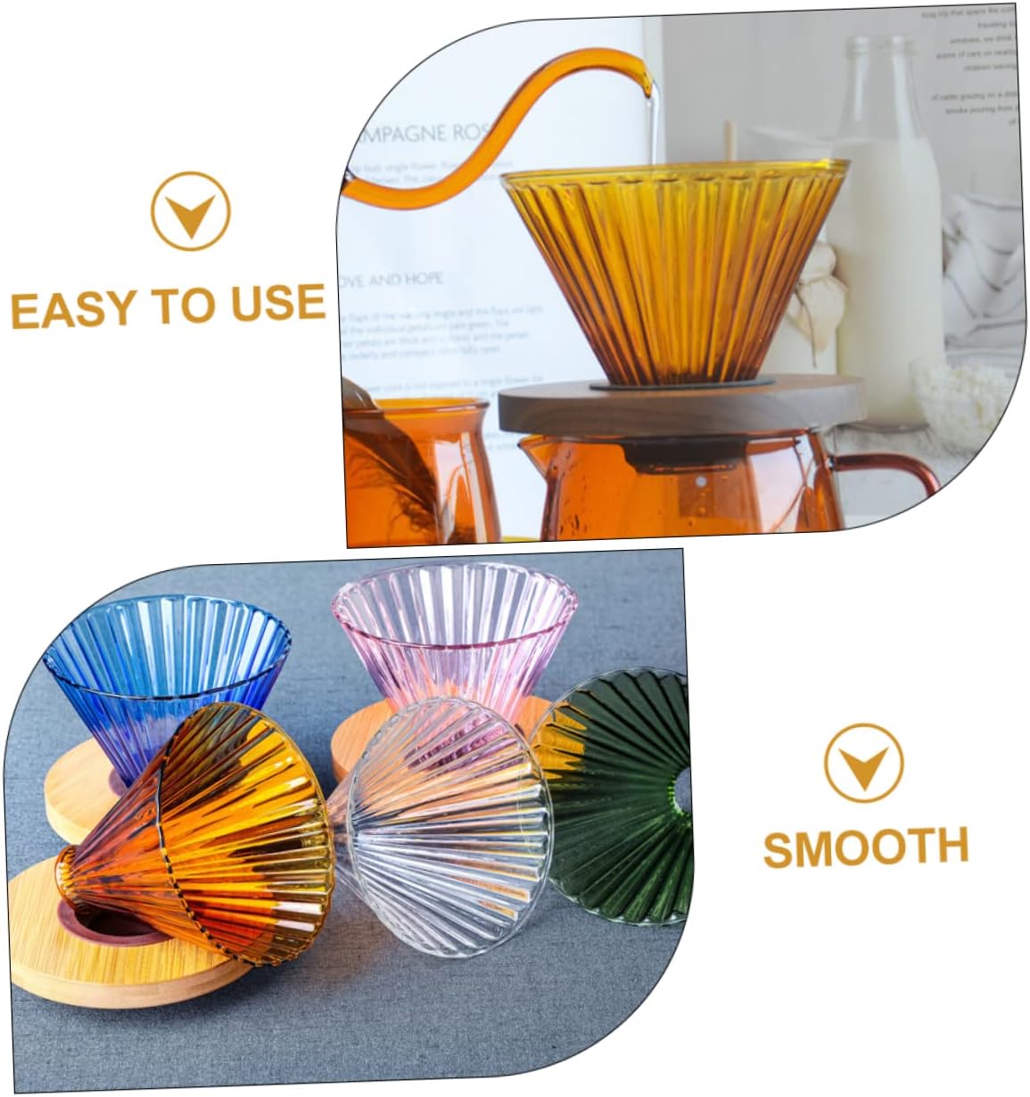 Housoutil 1Set Coffee Funnel Delicate Dripper with Coffee Filter Compact Portable Design for Easy Brewing Durable Borosilicate Base for Home Travel