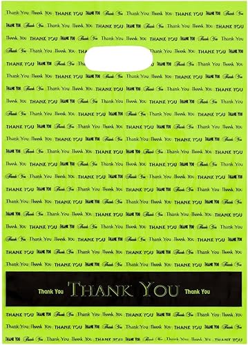 9x 12" Thank You "Die Cut Mango Bolsas de plástico 50CsBolsas marca directa, Verde lima (Lime Green), 1