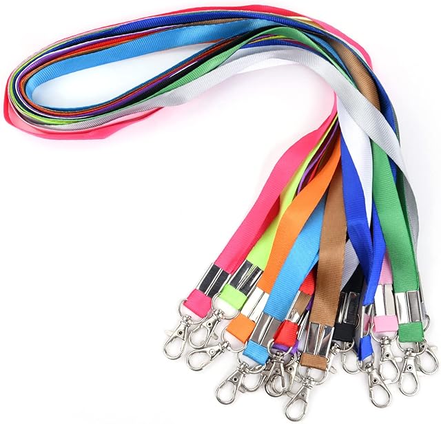 Vicloon Neck Strap Lanyard, 14PCS Office Badge Lanyard Polyester Neck Strap with Swivel Metal Clip Detachable Lanyards for Keys, ID Card, Badge Holder(Colorful)