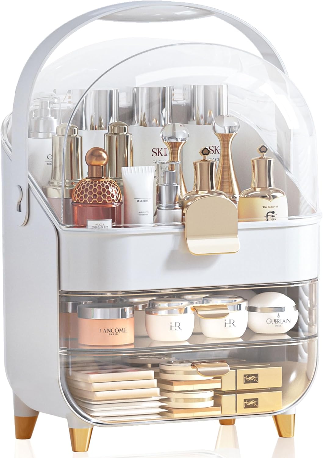 makeup organizer, skincare holder bathroom counter organizer, storage box cosmetic display cases, teen girl gifts trendy stuff make up organizers for vanity, dresser, countertop rose gold