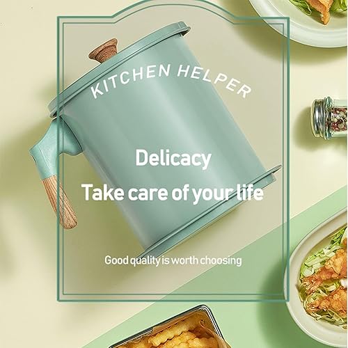 Vista 5 de Cyrank Colador de aceite, recipiente de grasa de tocino con tapa y asa, rosa, 5.3 x 6.7 in