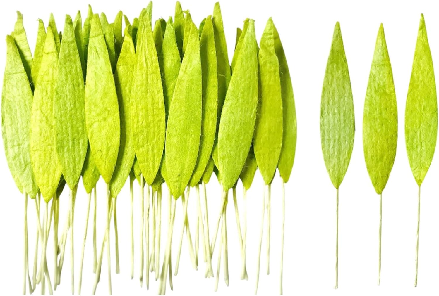 Ploen 50 pcs Light Green Grass Leaves with Wire Stems 0.7 cm Leaf Green107 Mulberry Paper Leaves Craft Supplies Scrapbooking Embellishments for so Many Card DIY Craft Projects