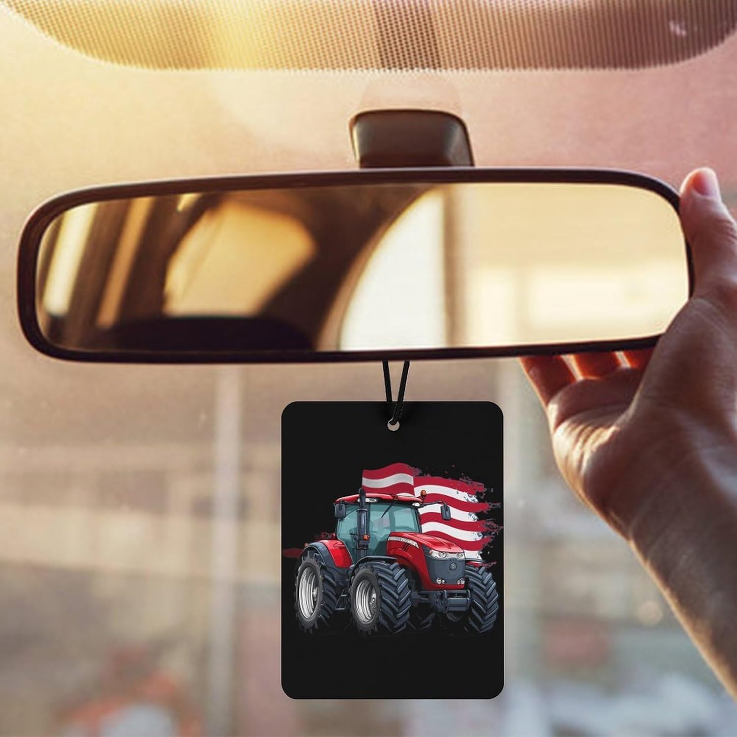 Tractor USA Flag Car Air Freshener Cute Hanging Aromatherapy Tablets for Car Home Square