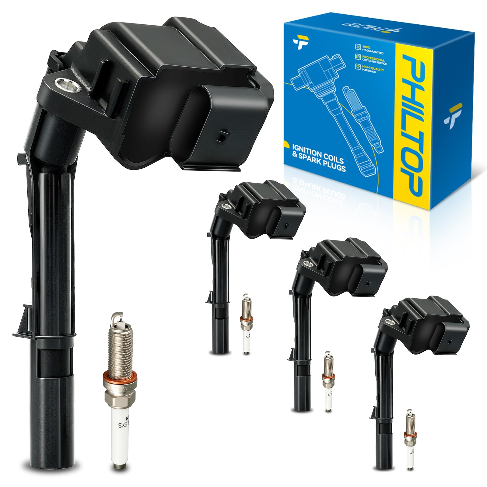 PHILTOP Ignition Coil UF734 &amp; Iridium Spark Plugs Fit for GLC300 C300
