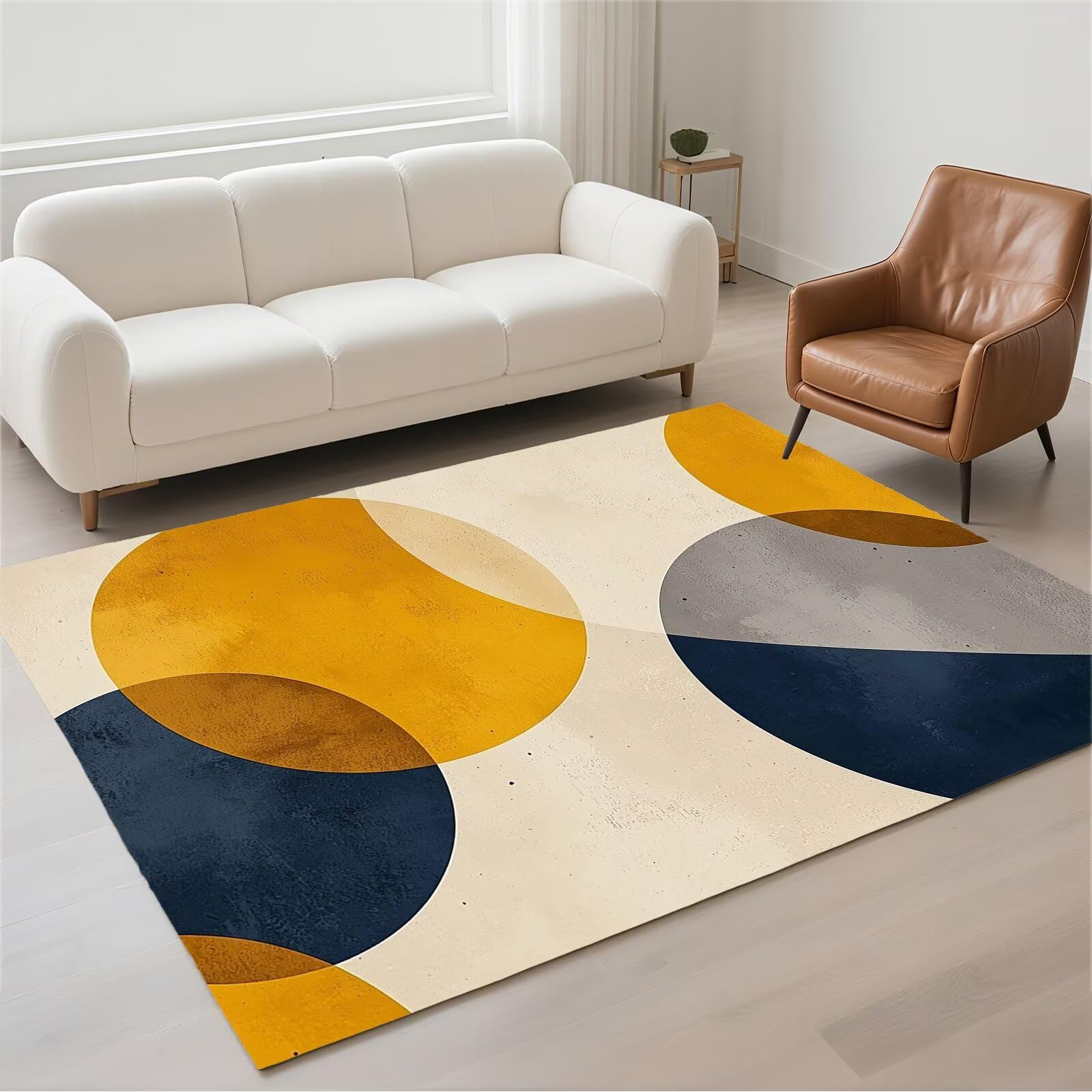Tapis de cuisine moderne jaune 60x90 antidérapant pour couloir chic