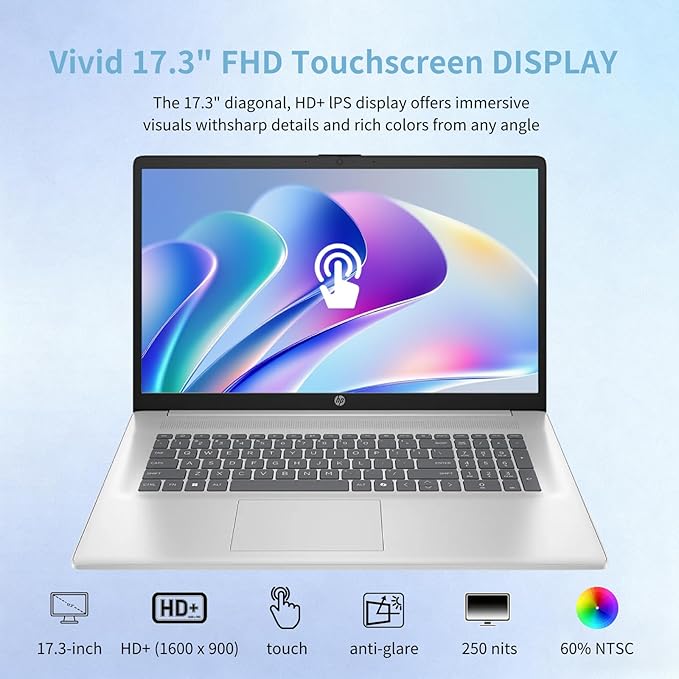 HP 17" Touchscreen Laptop, AMD Ryzen 5 7430U, 16GB RAM, 512GB SSD miniatura 2