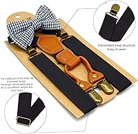 Vista 9 de Yewong Conjunto de disfraz de anciano para niños, accesorios de disfraz de abuelo, incluyendo gafas, tirantes, corbatín, bigote y cejas Juego