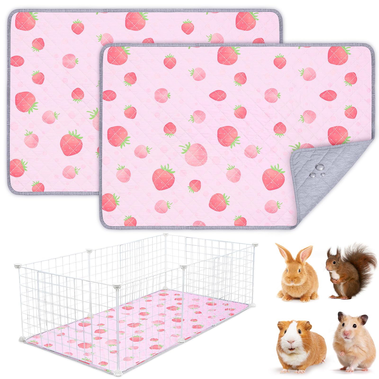 2 Pack Guinea Pig Cage Liner,Washable Guinea Pig Bedding,Reusable Guinea Pig Mat,Waterproof Super Absorbent Guinea Pig Mat,Brown,120x60CM — view 14