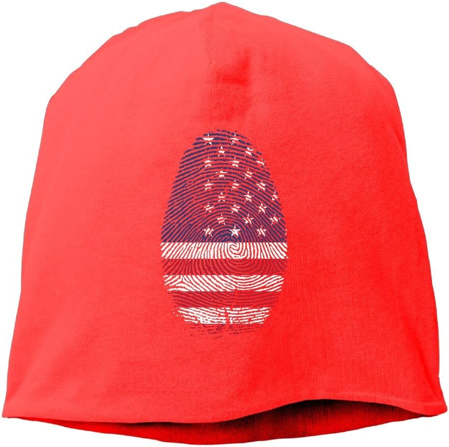 WellShopping American Flag Fingerprint Plain Skullies Beanie Dance Toboggan Hat Unisex Cap Red