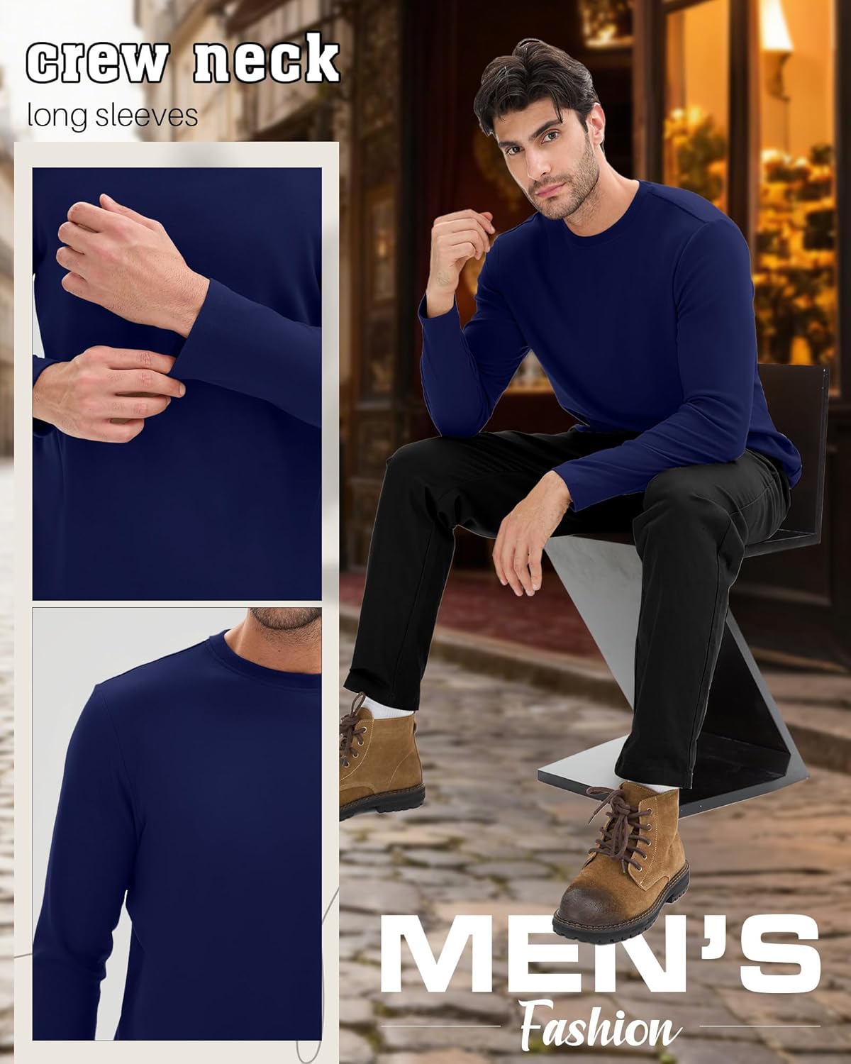 5 Pack Mens Big and Tall Thermal Shirts Fleece Lined Long Sleeve Loose Fit Tops Plus Size Undershirt Multipack - Image 6