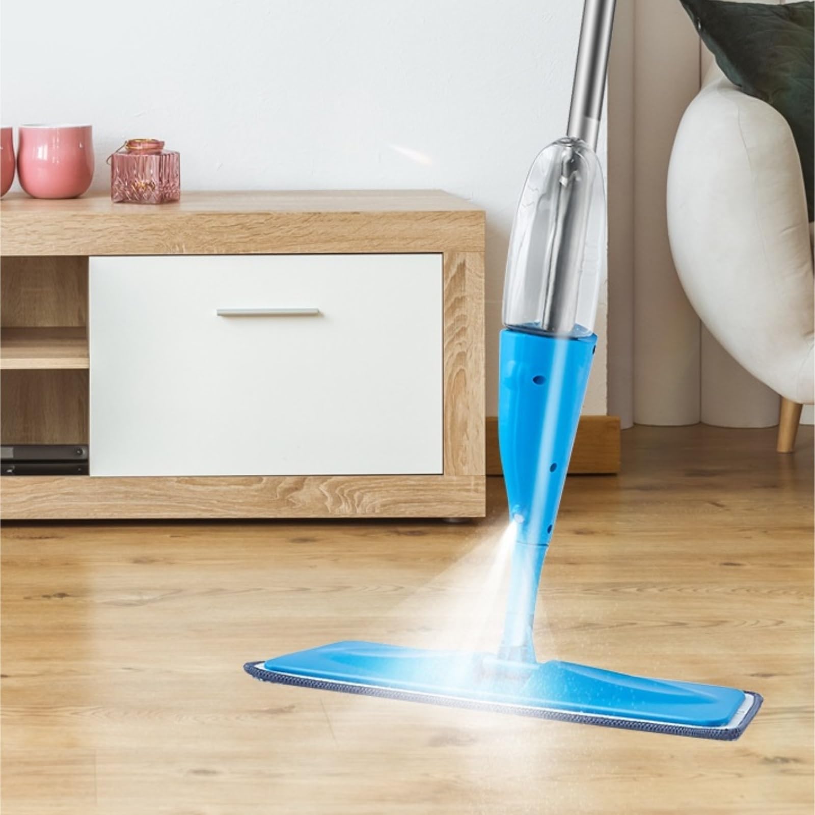 Fregona Mopa Fregona para Piso con Almohadillas Reutilizables, Mango De 360 ​​Grados, Fregona para Cocina, Barredora, Escoba Fregona para Limpieza(Rot)