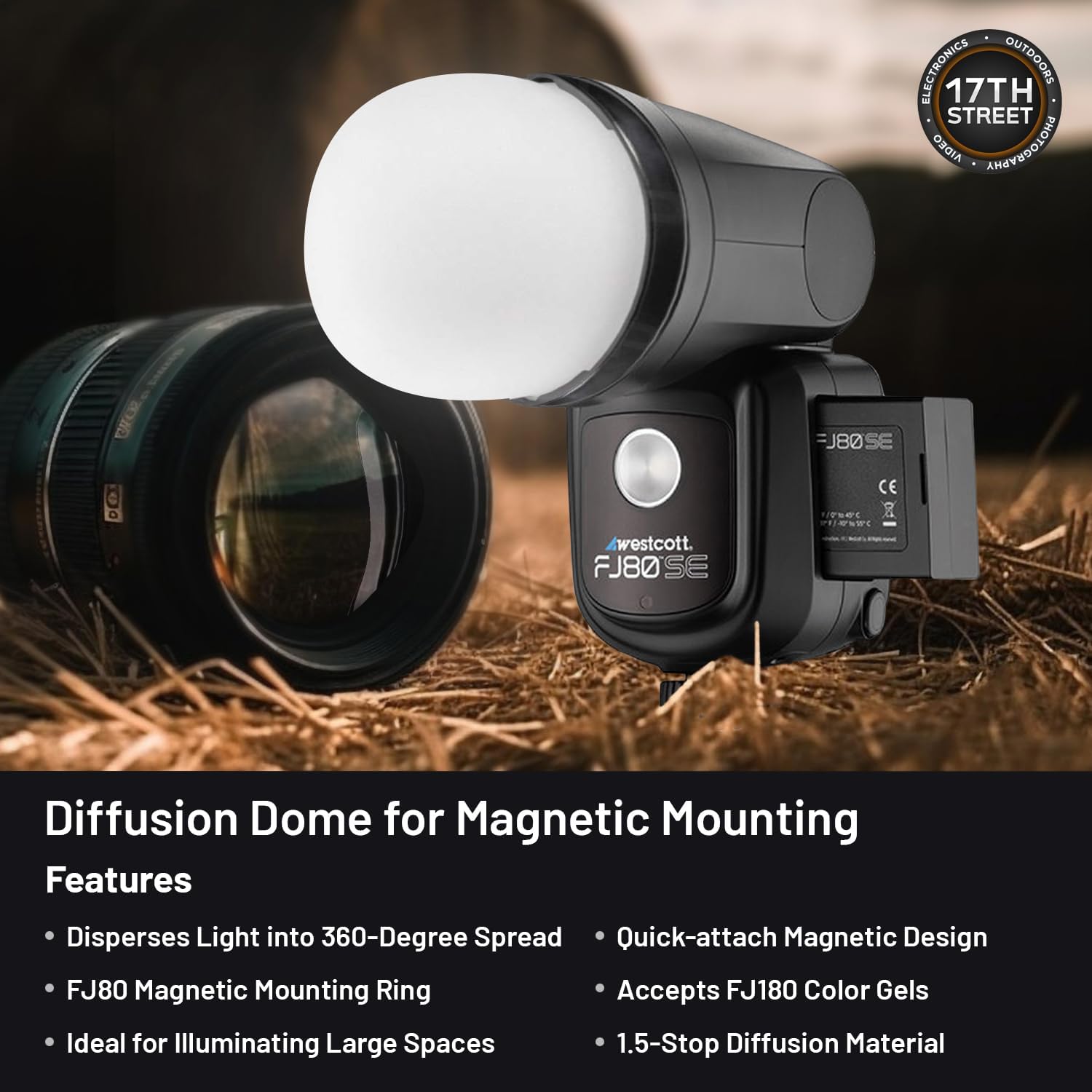 Westcott FJ80-SE M Universal 80Ws Speedlight with 2.4 Inch LCD | 550+ Full-Power Flashes per Charge with Diffusion Dome for Magnetic Mounting and Waith Microfibre Cleaning Cloth Bundle Set