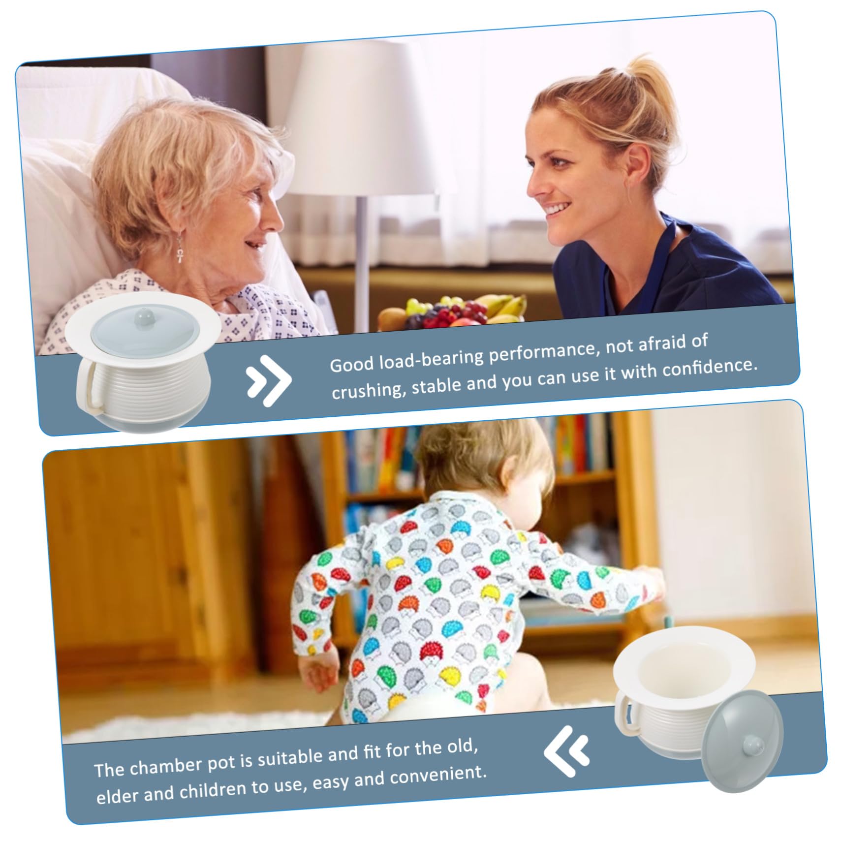 Anneome Pot de nuit pratique en plastique incassable avec couvercle Pot à urine portable pour adultes et utilisation domestique stable avec poignée anti-odeurs et durable
