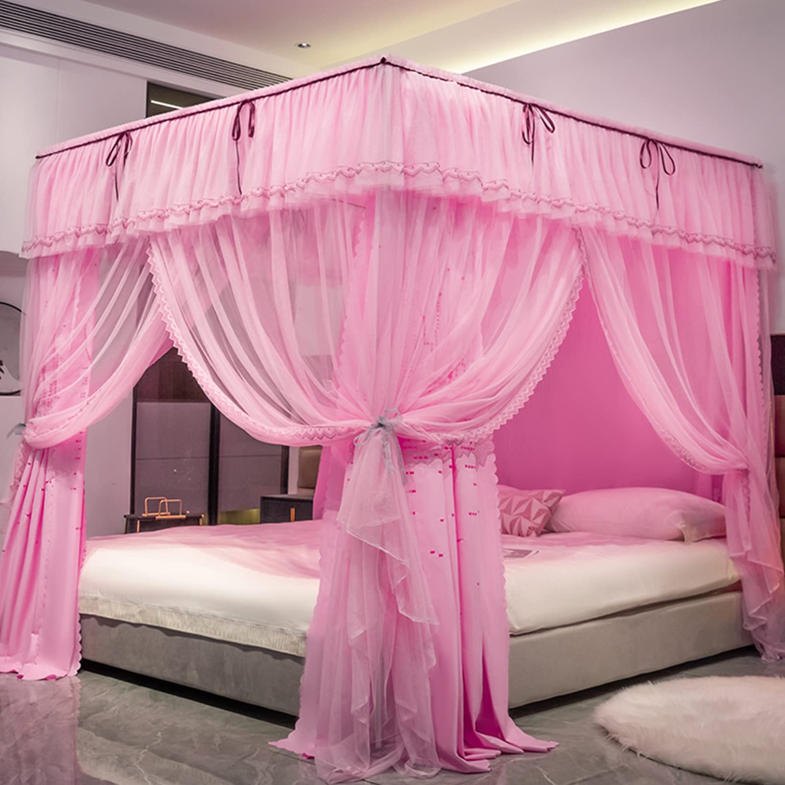 Simpatica Tenda a baldacchino per Letto a baldacchino con Stelle Cave a 4 Angoli con Cielo Stellato Simile per Adulti, Ragazze, Ragazzi, baldacchini per Bambini, Decorazione per Camera da Le