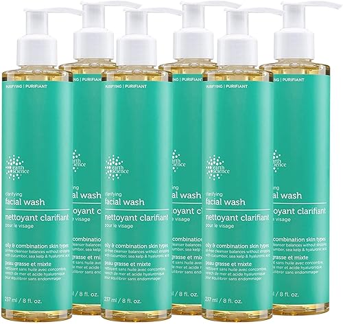 EARTH SCIENCE - Lavado facial aclarante suave para pieles grasas y mixtas (6 unidades, 8 onzas líquidas)