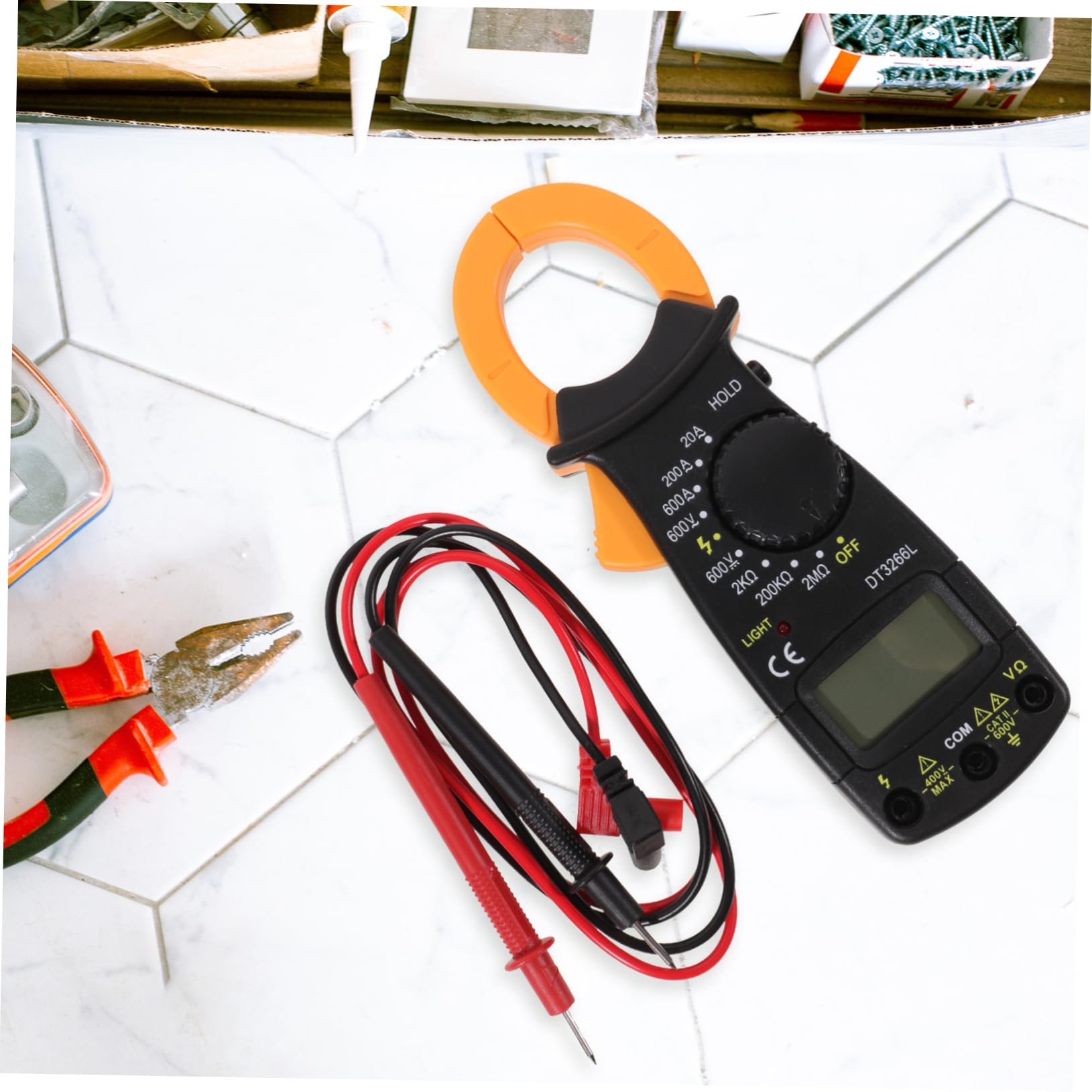 SOLUSTRE 3pièces Multimètre Numérique Portable Avec Pince Ampèremétrique Testeur De Tension Et Ohm Mesure Précise Avec Intégrale Design Ergonomique Et Facile à Utiliser