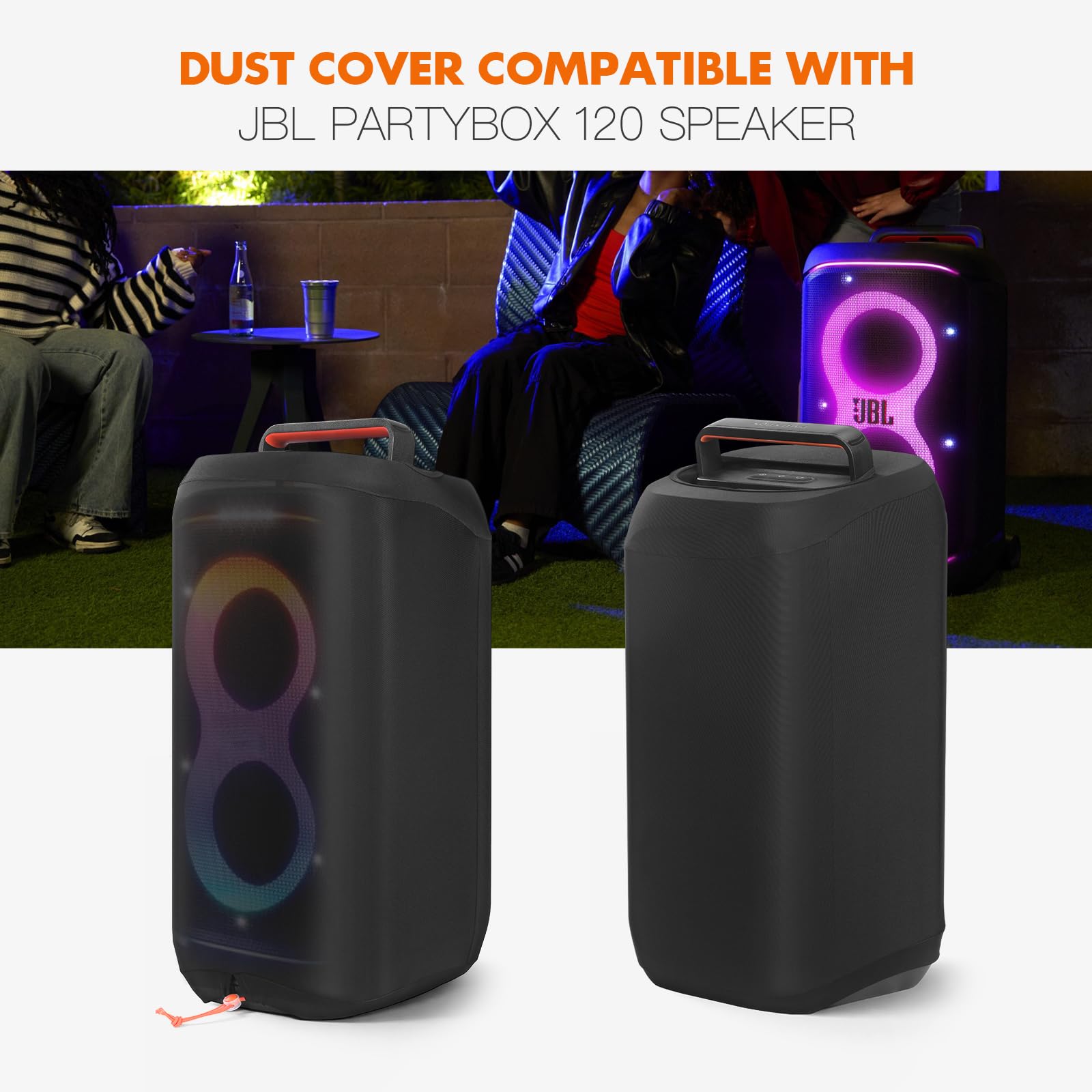 PartyBox 120 Housse de protection compatible avec haut-parleur portable JBL PartyBox 120, housse de rangement de voyage extensible pour accessoires de haut-parleur d'extérieur