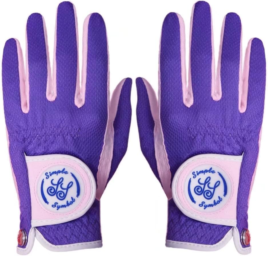 Women's RainGrip Golf Glove Two Pack,Hot Wet Weather Comfort,（Two Left Hands Or Two Right Hands Or One Pair） Four Colors to Choose from Pink/Purple/White/Green(Purple,S,Pair)