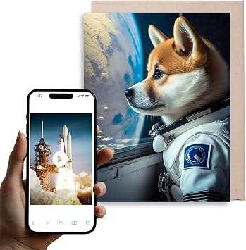 Magic Greetings - To The Moon Crypto Card - Interactive Video Card - Funny Crypto Card for Crypto Bros, Shiba Inu Doge Lovers, Friends, Boyfriend - Easy QR Activation No App Needed - Made in the USA