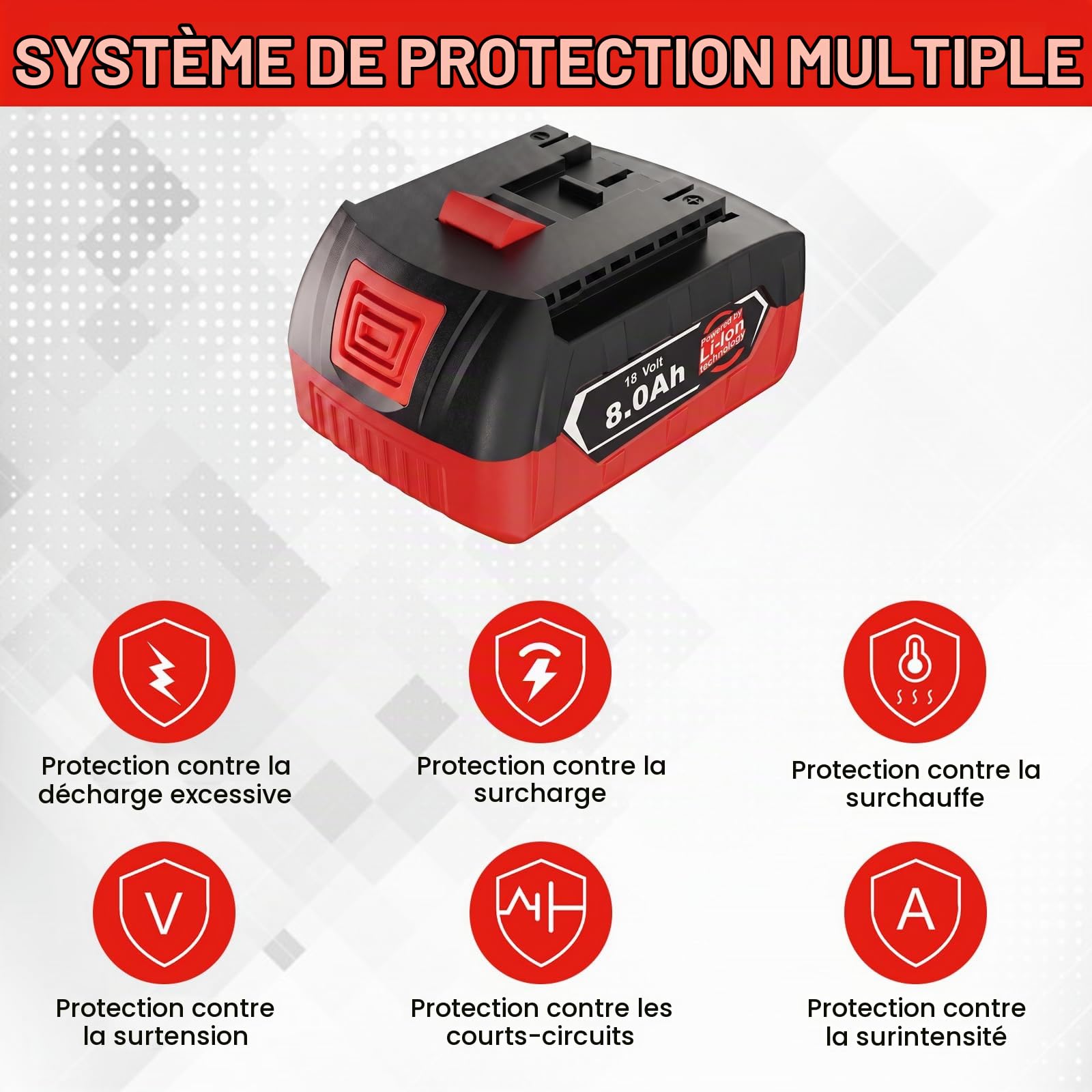 2 X 8000mAh Compatible avec Bosch Professional 18V Système GBA Batterie