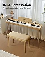 Vista 6 de Donner Banco de piano dúo con almacenamiento, banco de teclado de madera maciza, taburete, silla, asiento con libro de piano, acolchado con esponjas