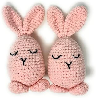 Handmade Amigurumi Crochet Easter Egg Chicken and Bunny Set - Adorable, Safe, and Cuddly Easter Gifts for Kids (Set of Bunnies)